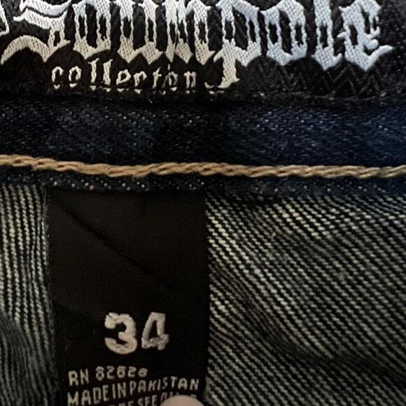 Vintage SOUTHPOLE Jeans Men's 34 Y2K Blue Dark Wash Wide Leg Baggy Hip Hop - Picture 3 of 5